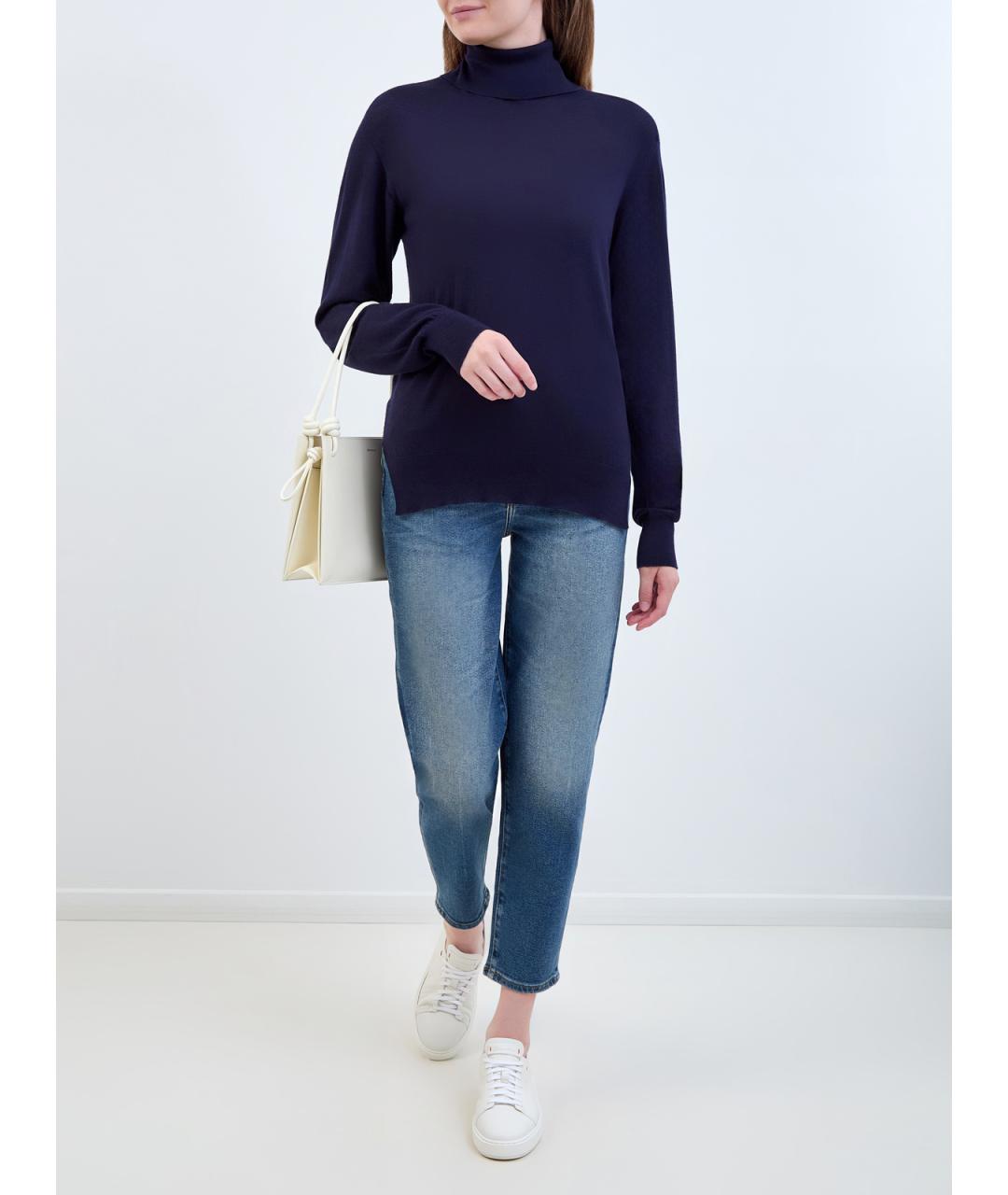 JIL SANDER Синяя шерстяная водолазка, фото 2