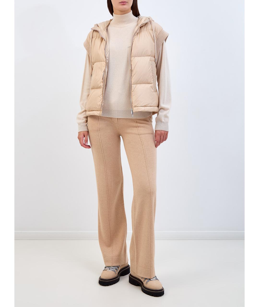 PESERICO Бежевые шерстяные прямые брюки, фото 2