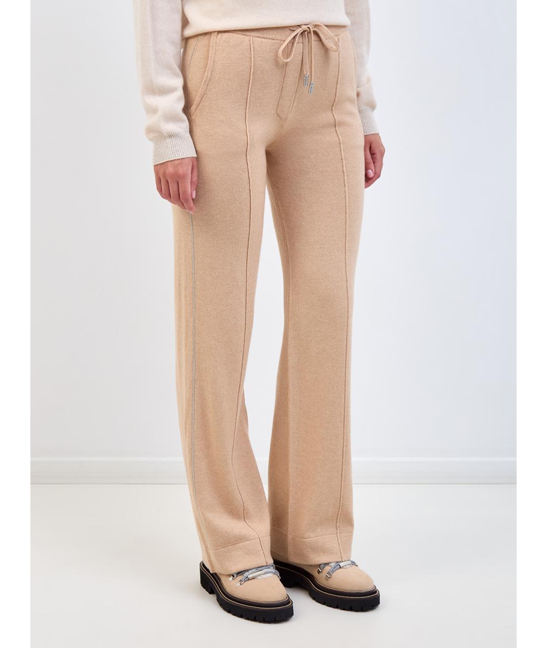 PESERICO Бежевые шерстяные прямые брюки, фото 3