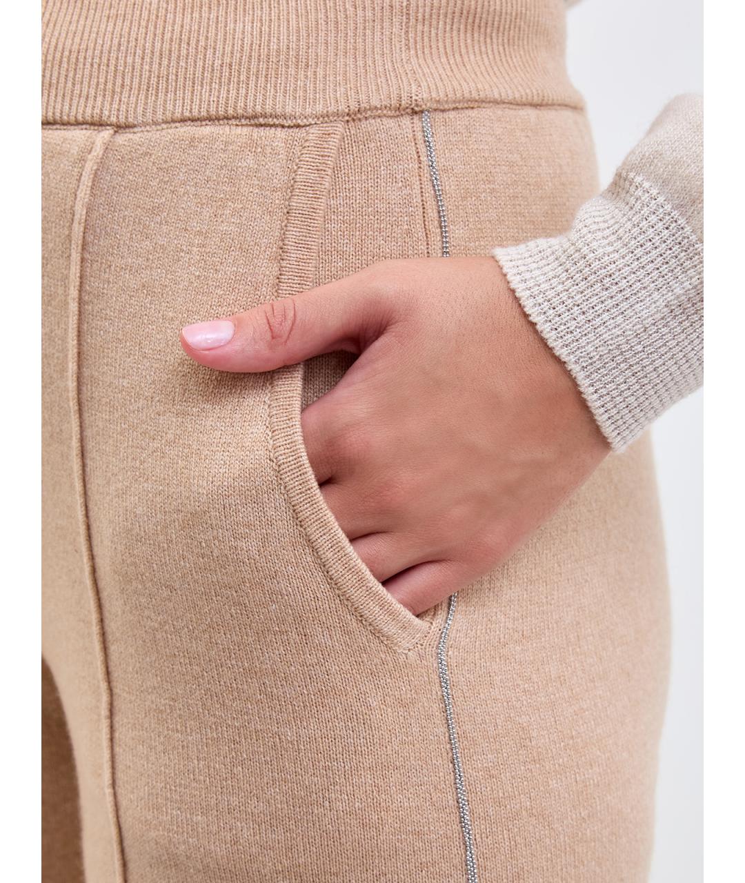 PESERICO Бежевые шерстяные прямые брюки, фото 5