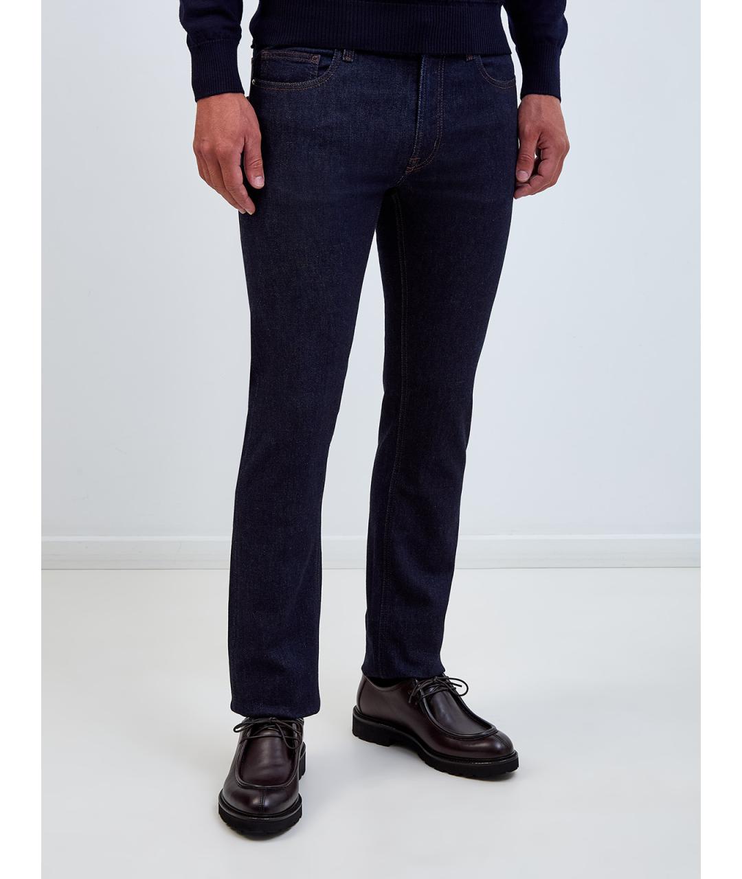 CANALI Синие хлопковые прямые джинсы, фото 3