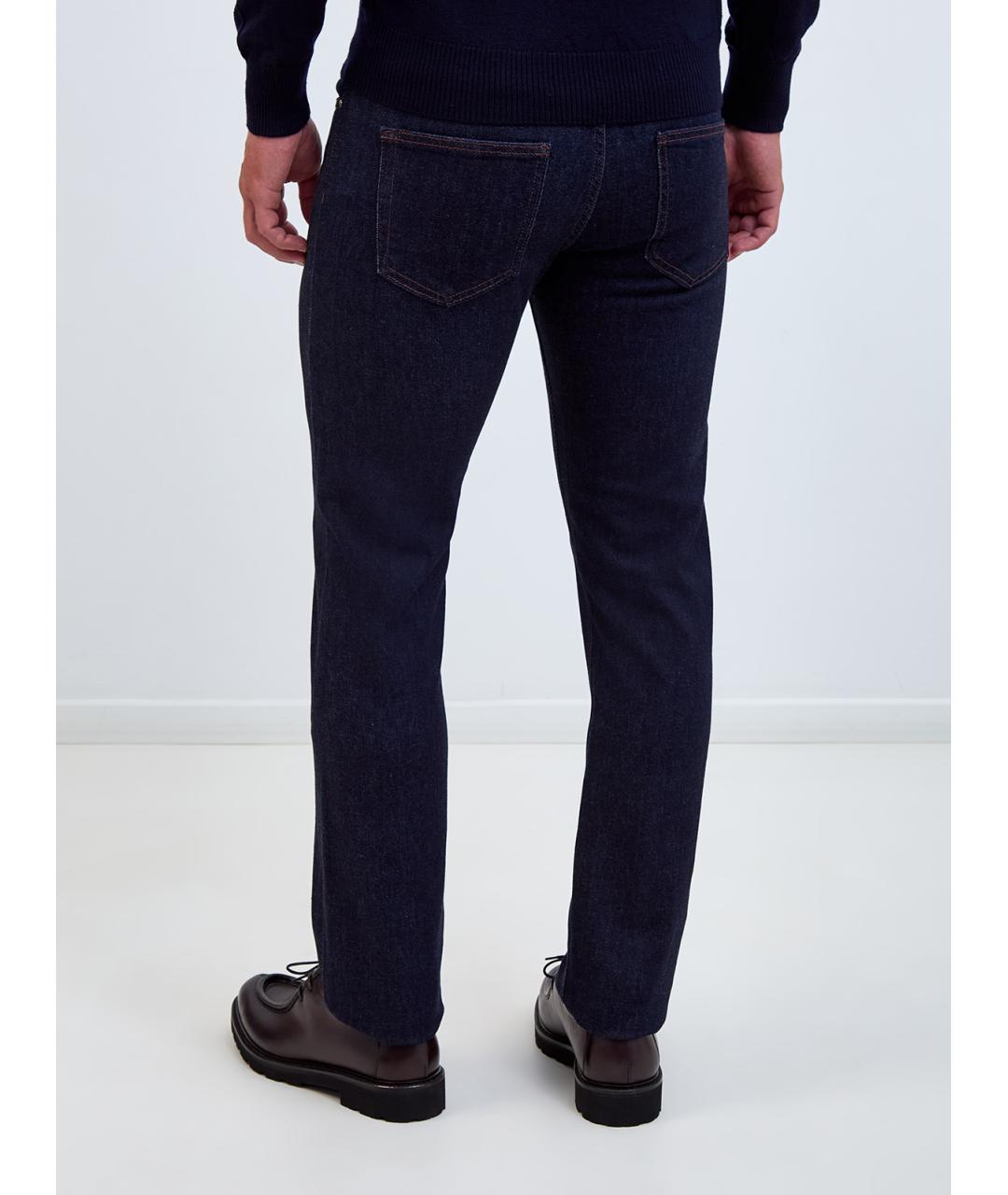 CANALI Синие хлопковые прямые джинсы, фото 4