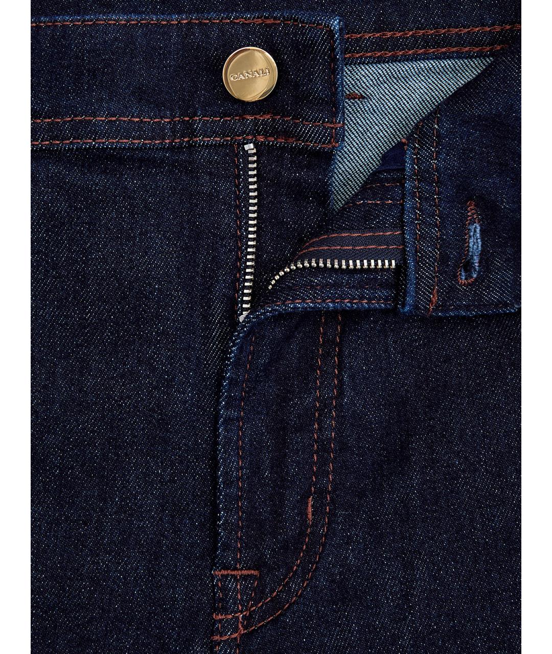 CANALI Синие хлопковые прямые джинсы, фото 6