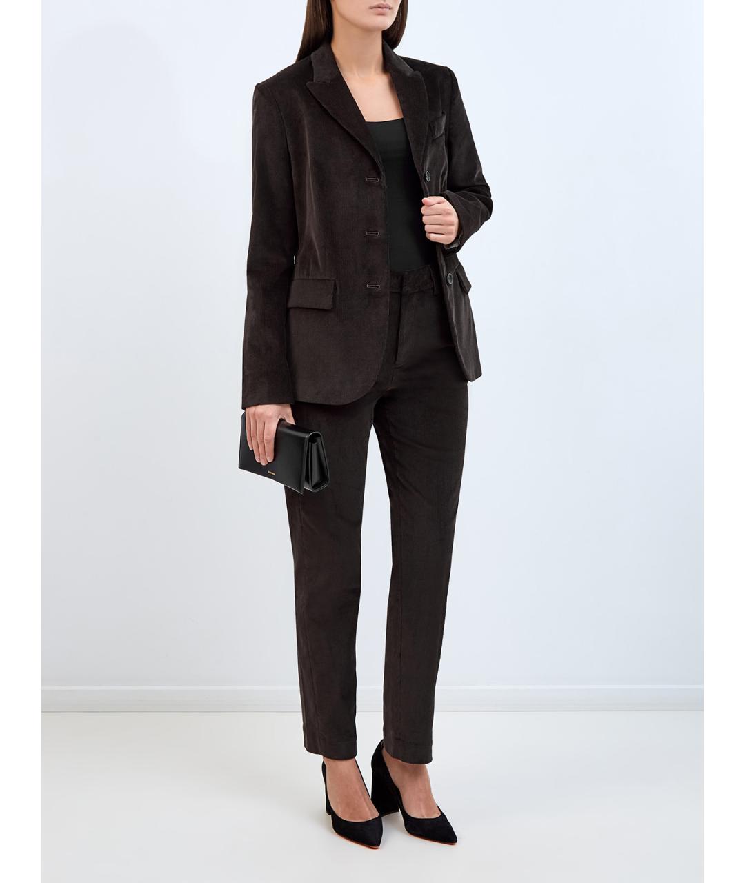 LORENA ANTONIAZZI Коричневые хлопковые прямые брюки, фото 2