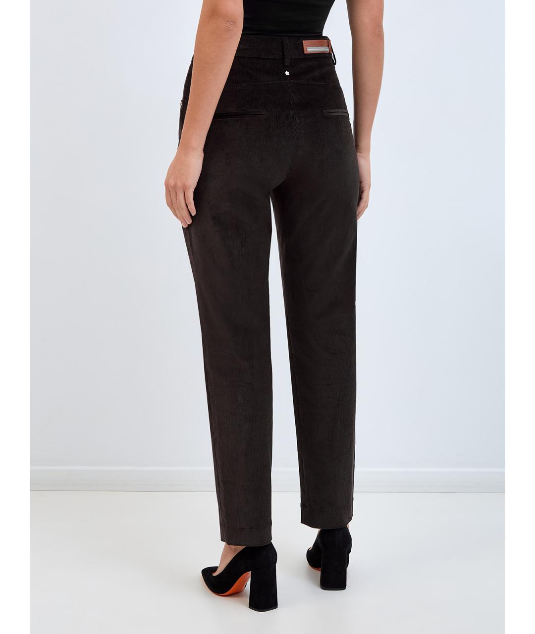 LORENA ANTONIAZZI Коричневые хлопковые прямые брюки, фото 4