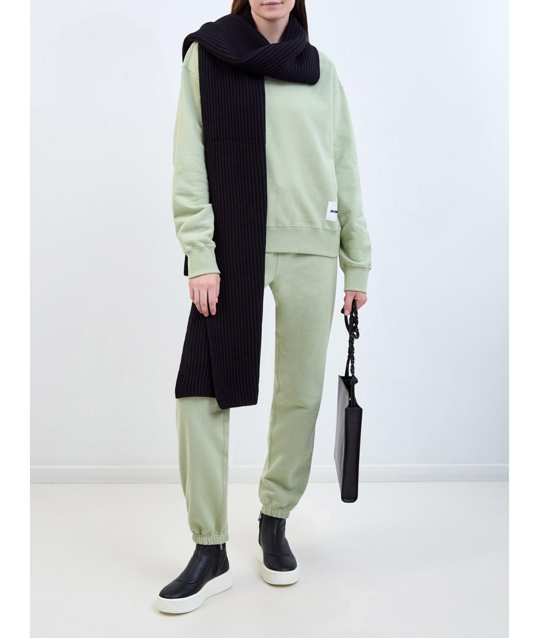 JIL SANDER Зеленые хлопковые спортивные брюки и шорты, фото 2