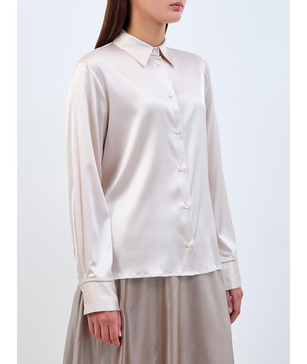 PESERICO Бежевая шелковая блузы, фото 3