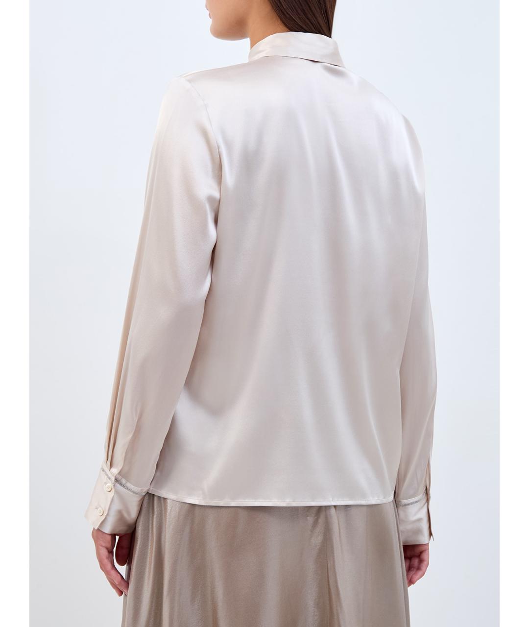 PESERICO Бежевая шелковая блузы, фото 4
