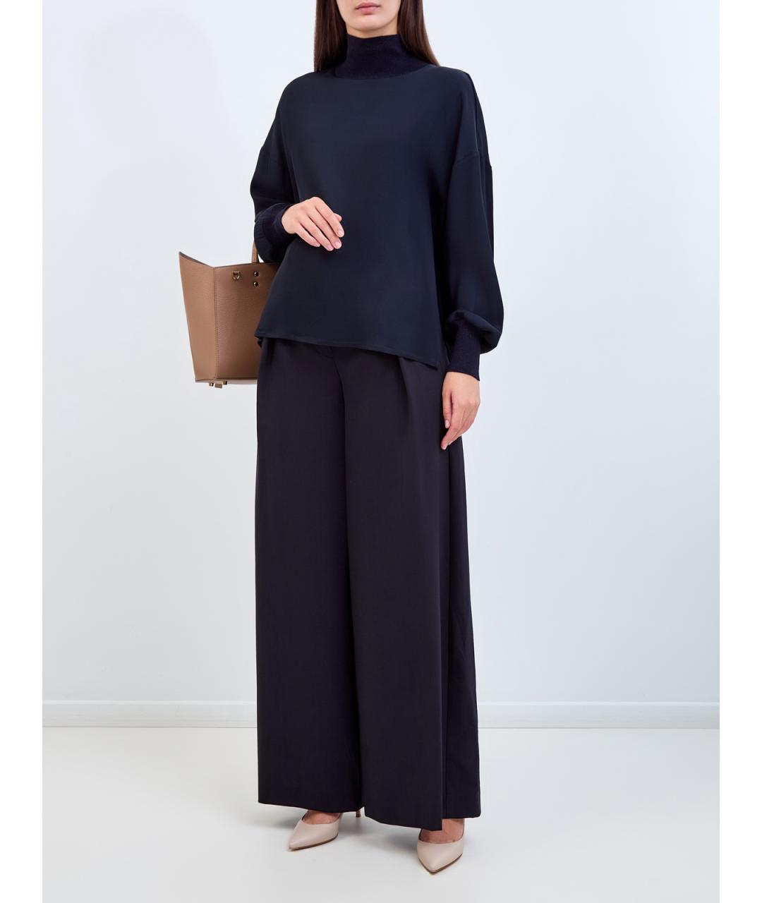 LORENA ANTONIAZZI Темно-синие шерстяные брюки широкие, фото 6
