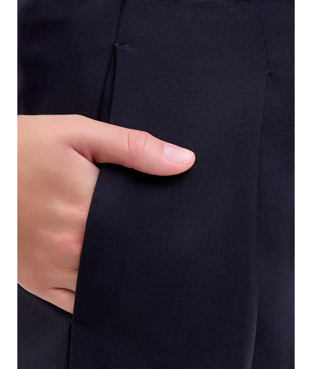 LORENA ANTONIAZZI Темно-синие шерстяные брюки широкие, фото 3