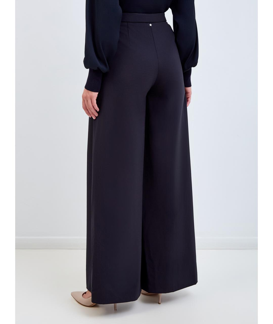LORENA ANTONIAZZI Темно-синие шерстяные брюки широкие, фото 5