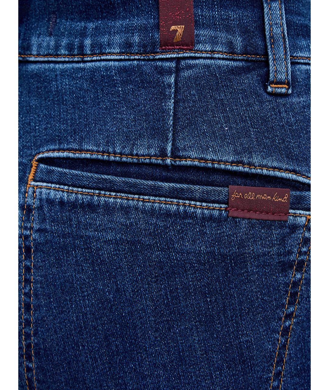 7 FOR ALL MANKIND Синие хлопковые прямые джинсы, фото 5