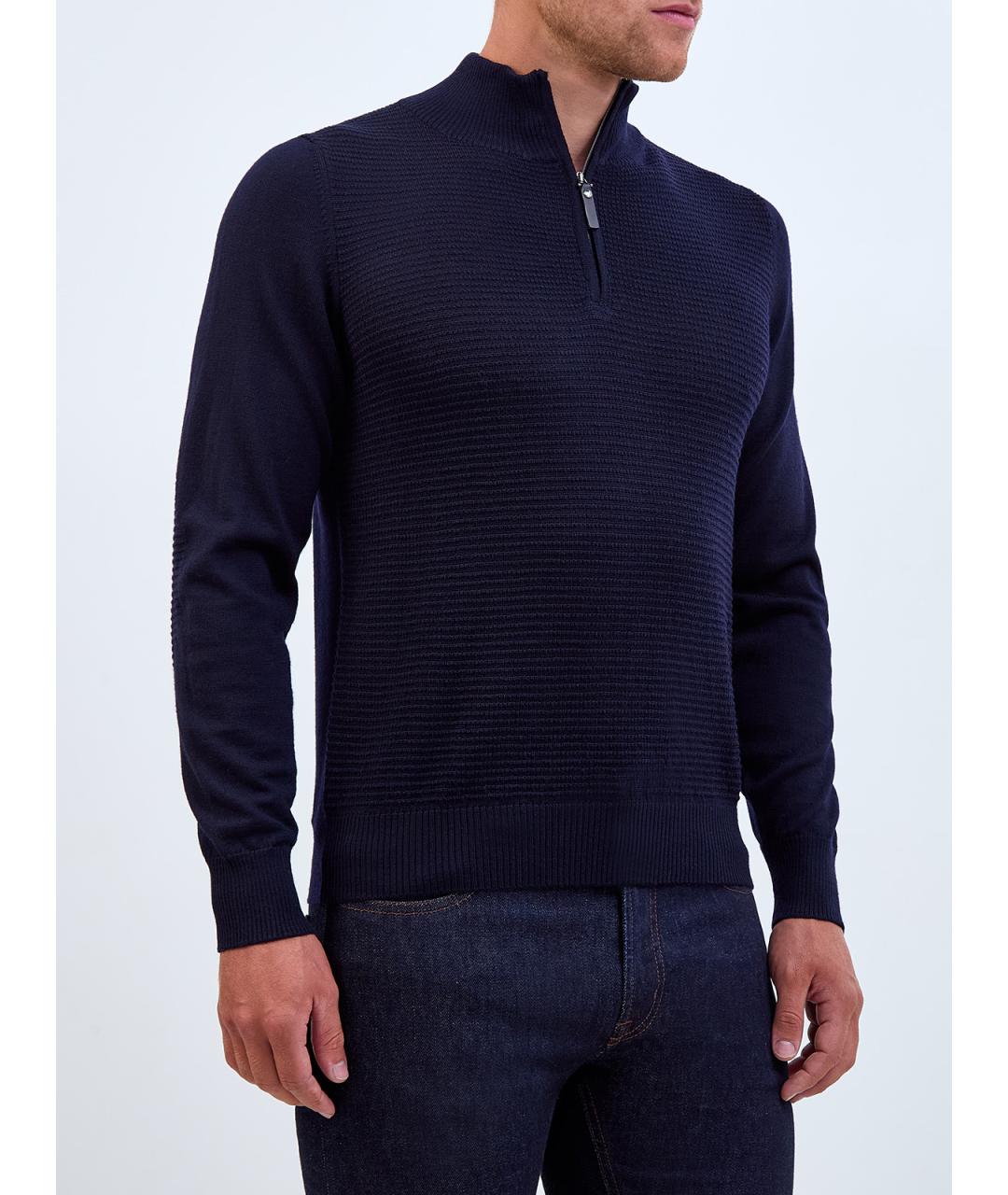 CANALI Темно-синий шерстяной джемпер / свитер, фото 3