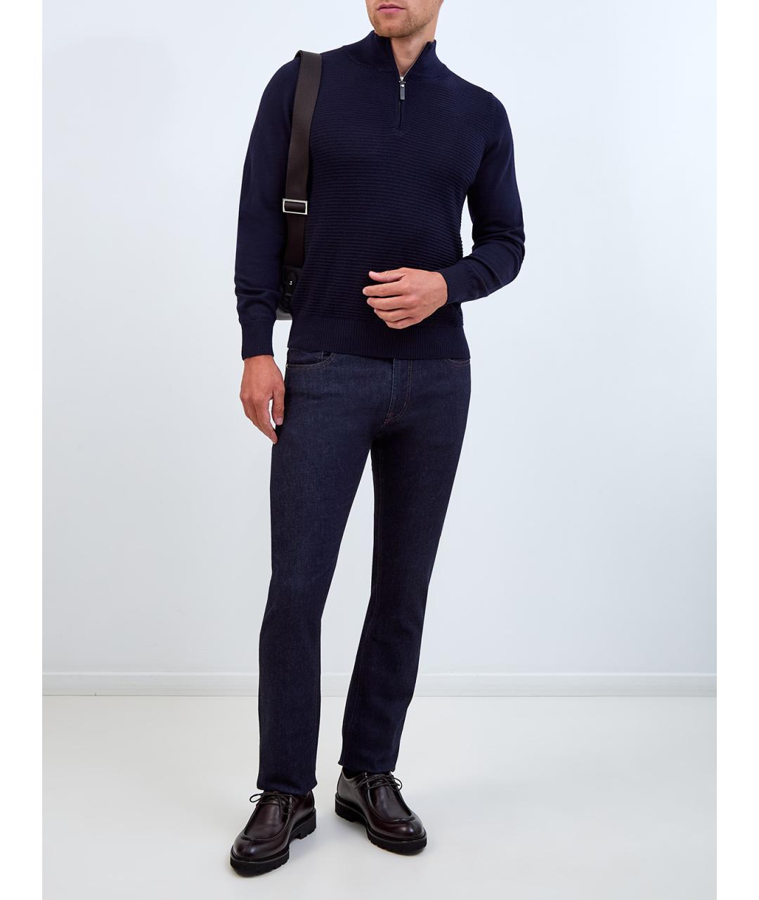 CANALI Темно-синий шерстяной джемпер / свитер, фото 2