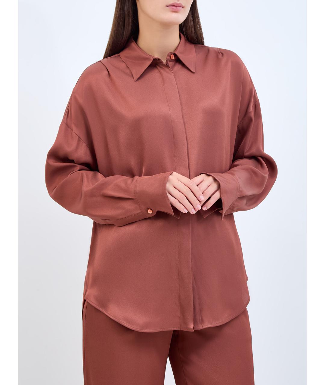 LORENA ANTONIAZZI Коричневая ацетатная рубашка, фото 3