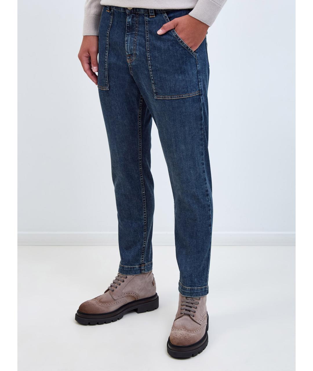 ELEVENTY Синие хлопковые джинсы скинни, фото 3