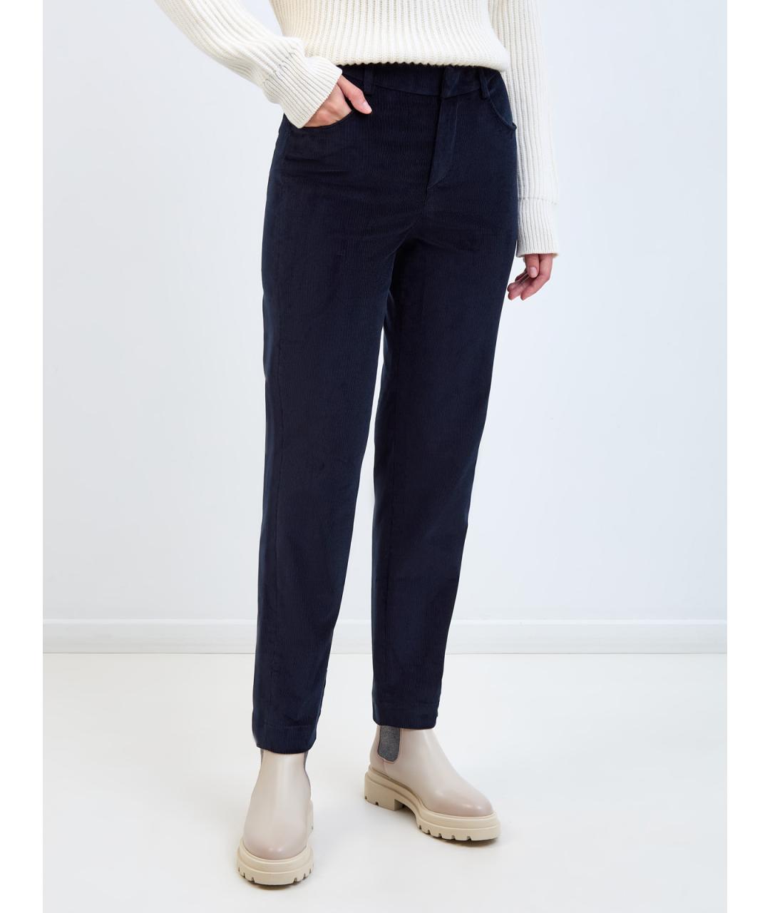 LORENA ANTONIAZZI Синие хлопковые прямые брюки, фото 3