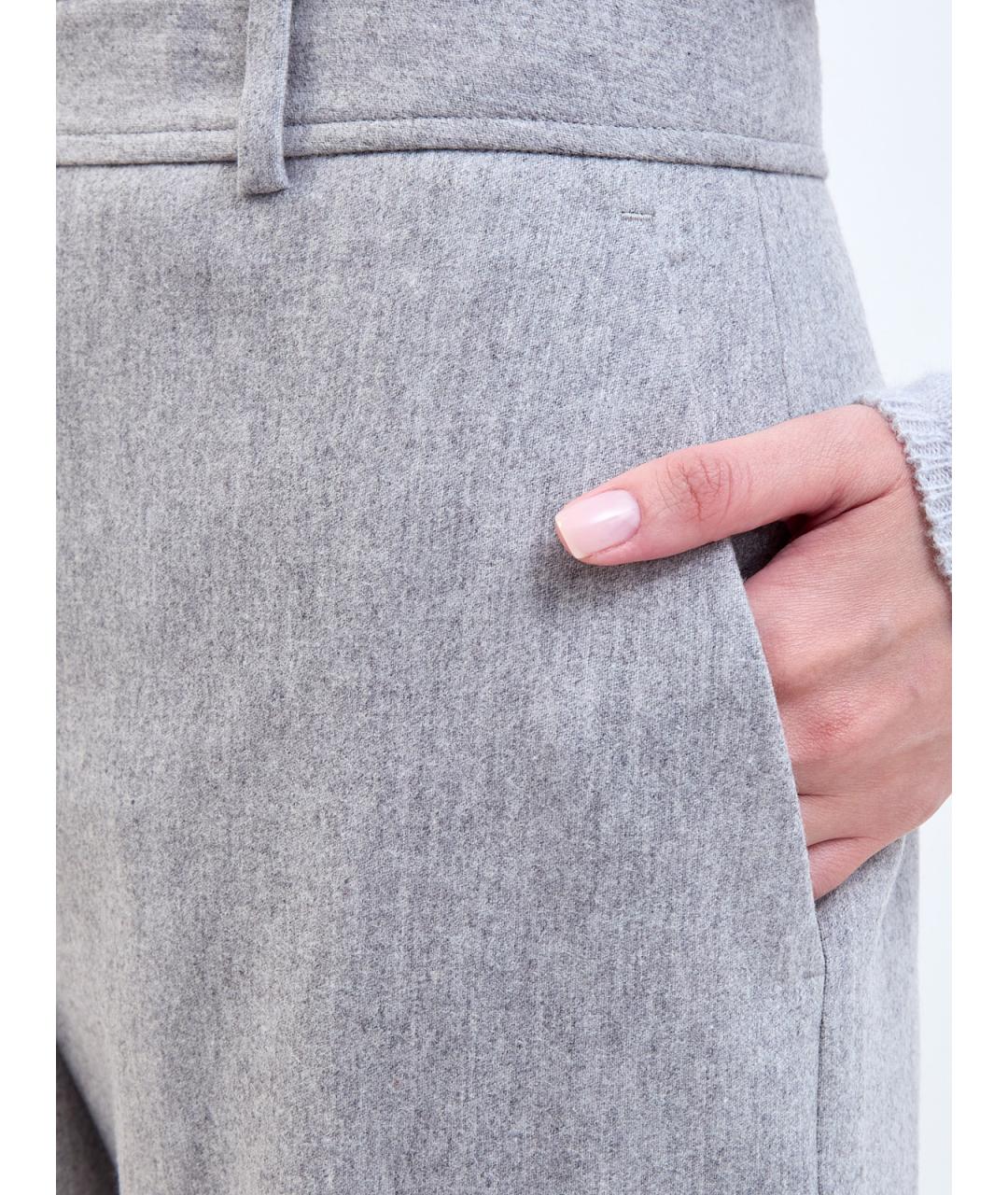 ELEVENTY Серые шерстяные прямые брюки, фото 5