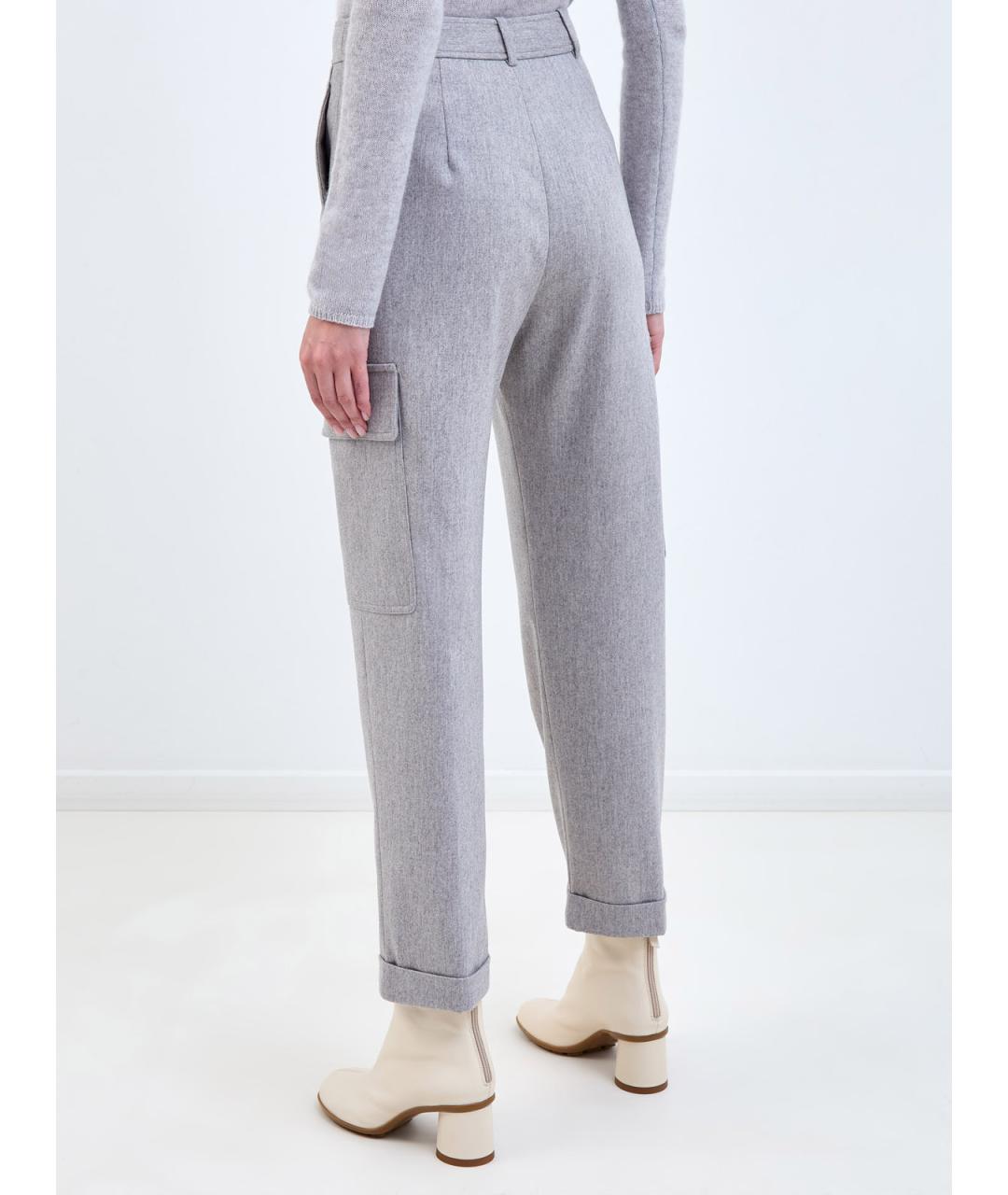 ELEVENTY Серые шерстяные прямые брюки, фото 4