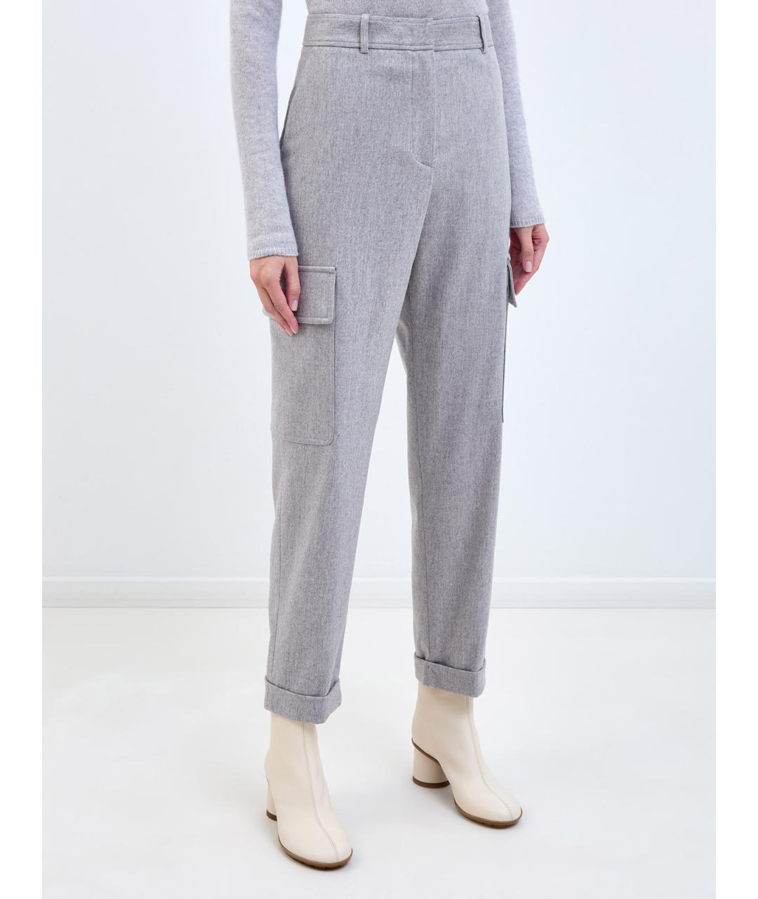ELEVENTY Серые шерстяные прямые брюки, фото 3