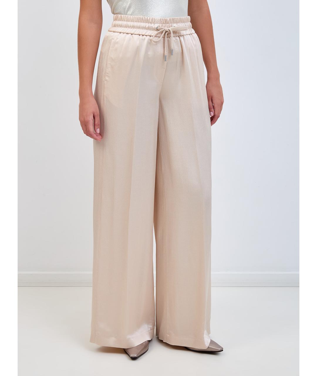 PESERICO Бежевые вискозные брюки широкие, фото 3