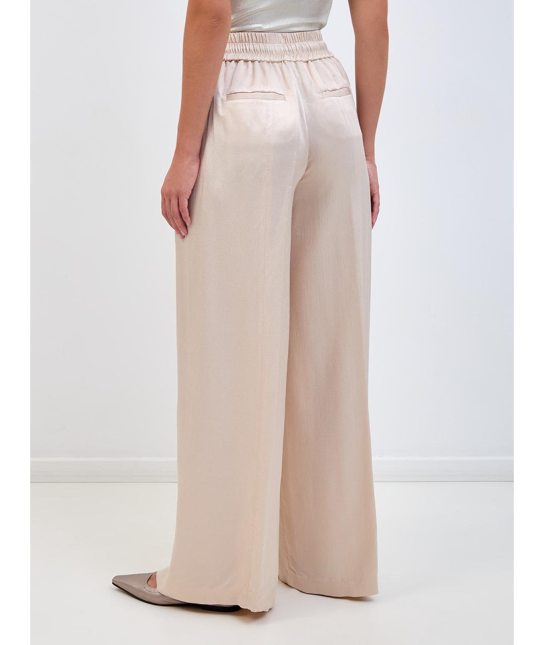 PESERICO Бежевые вискозные брюки широкие, фото 4