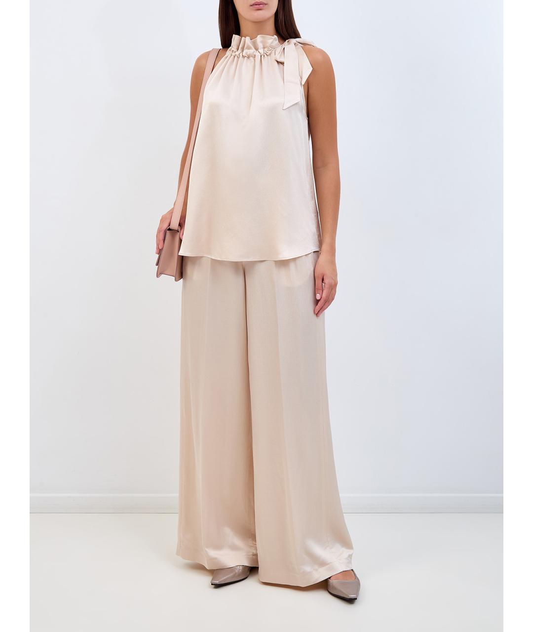 PESERICO Бежевые вискозные брюки широкие, фото 2