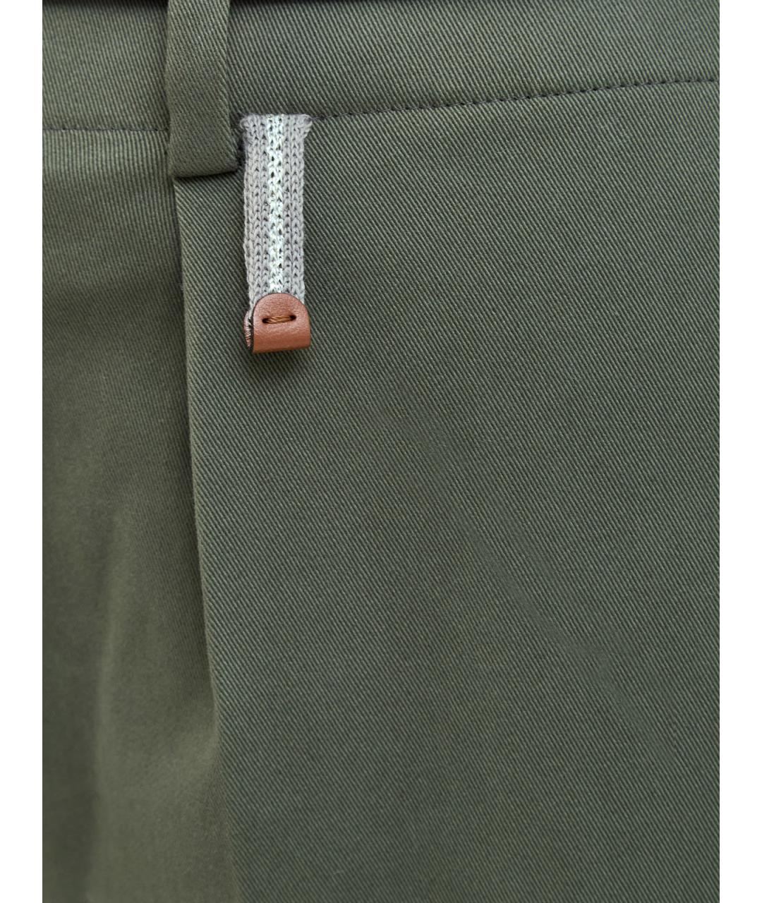 LORENA ANTONIAZZI Зеленые хлопковые прямые брюки, фото 5