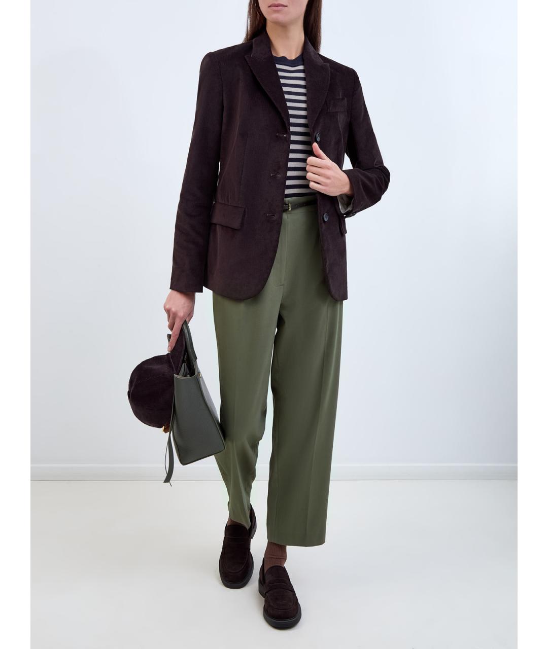 LORENA ANTONIAZZI Зеленые хлопковые прямые брюки, фото 2