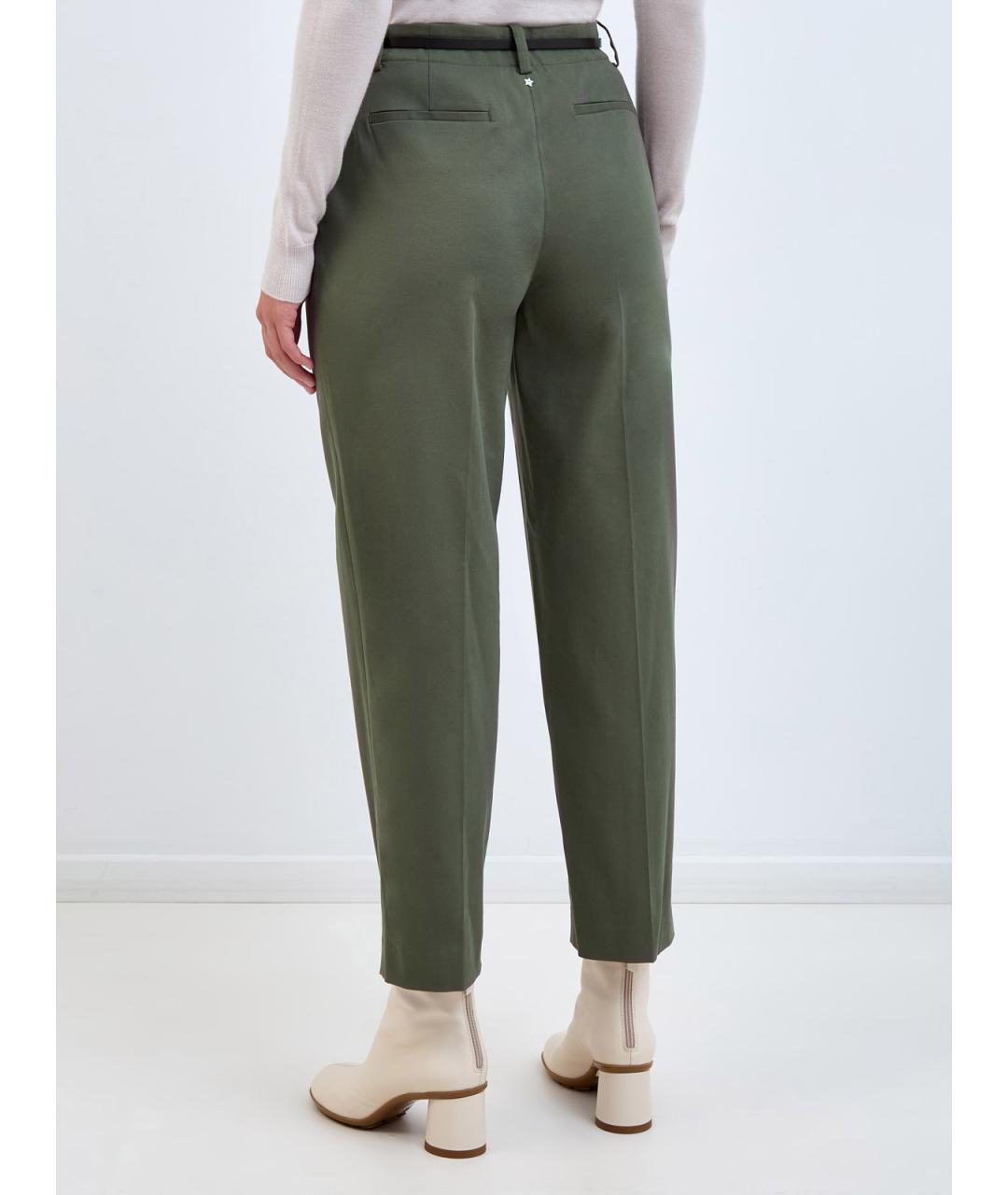 LORENA ANTONIAZZI Зеленые хлопковые прямые брюки, фото 4