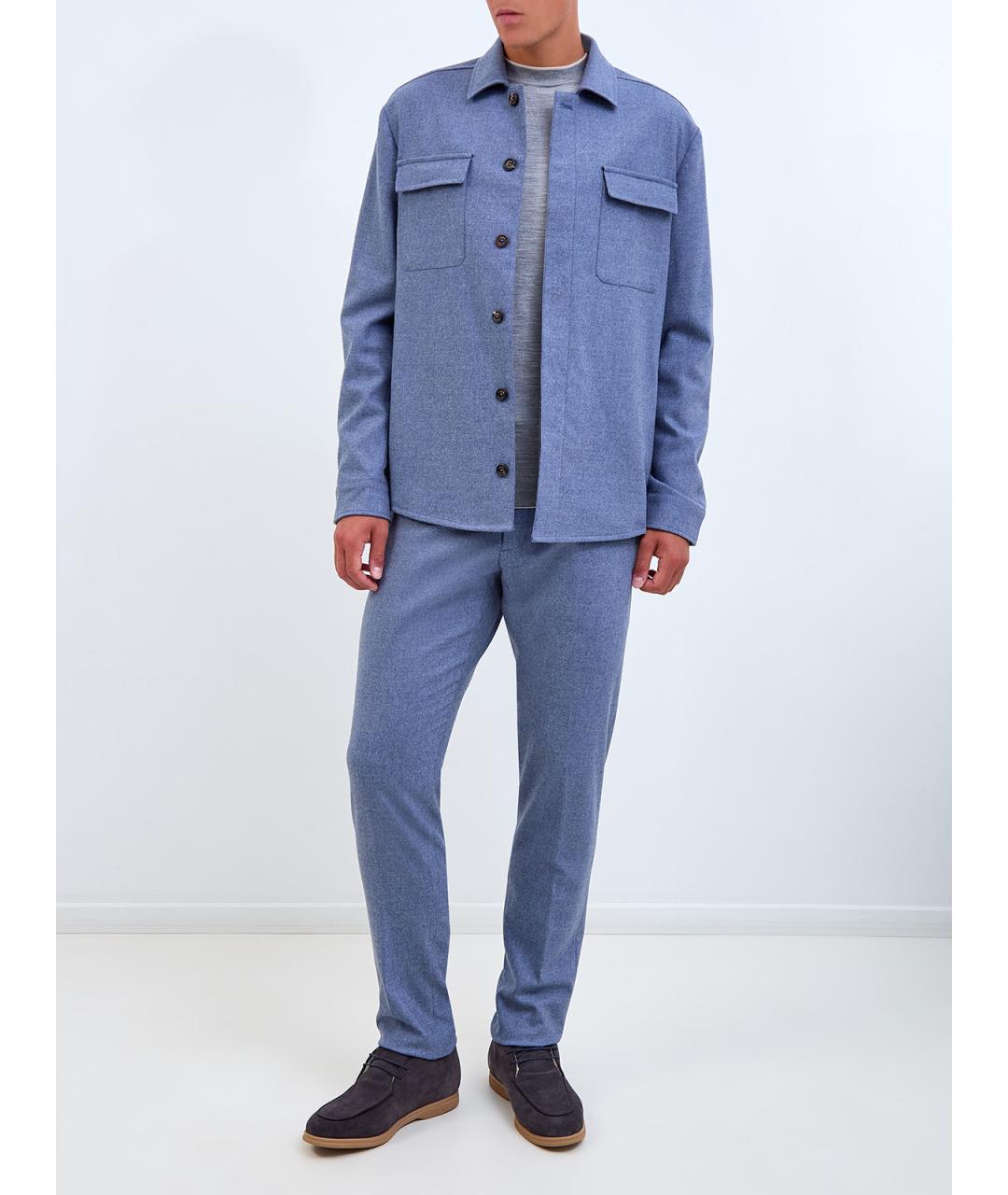 ELEVENTY Синие шерстяные повседневные брюки, фото 2