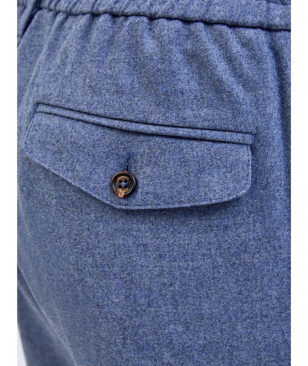ELEVENTY Синие шерстяные повседневные брюки, фото 5