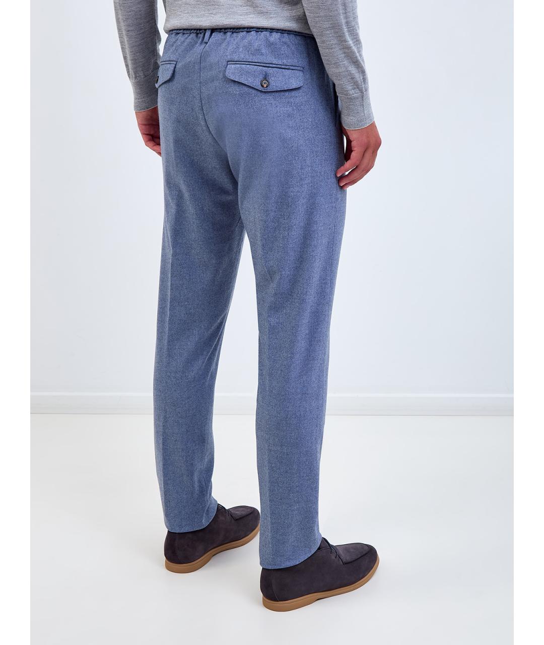 ELEVENTY Синие шерстяные повседневные брюки, фото 4