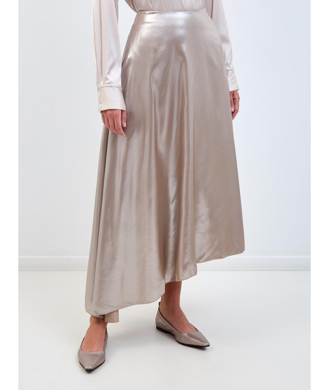 PESERICO Бежевая вискозная юбка миди, фото 3