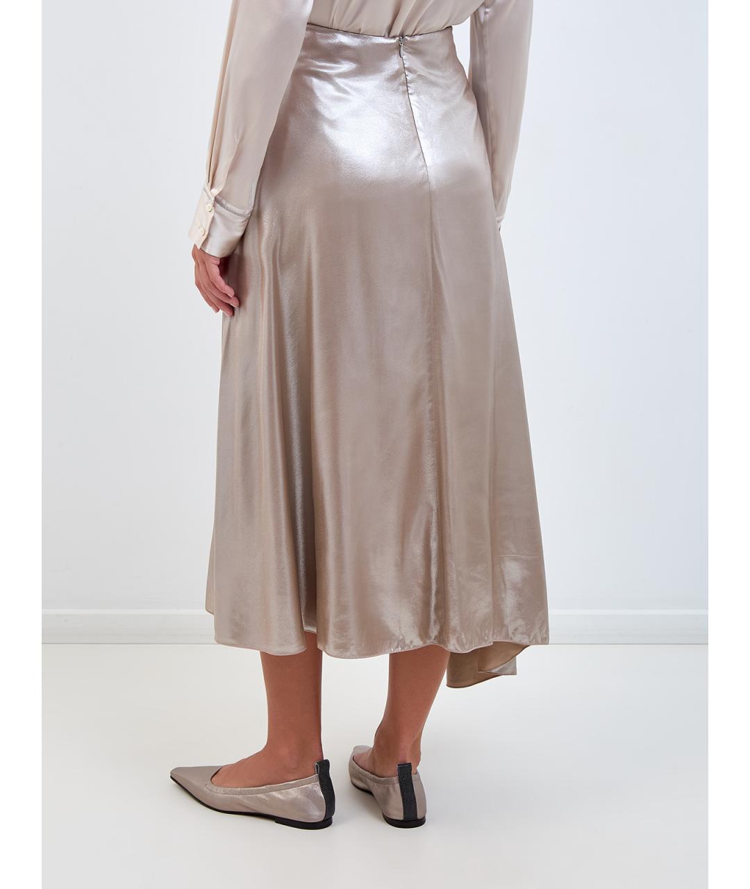 PESERICO Бежевая вискозная юбка миди, фото 4