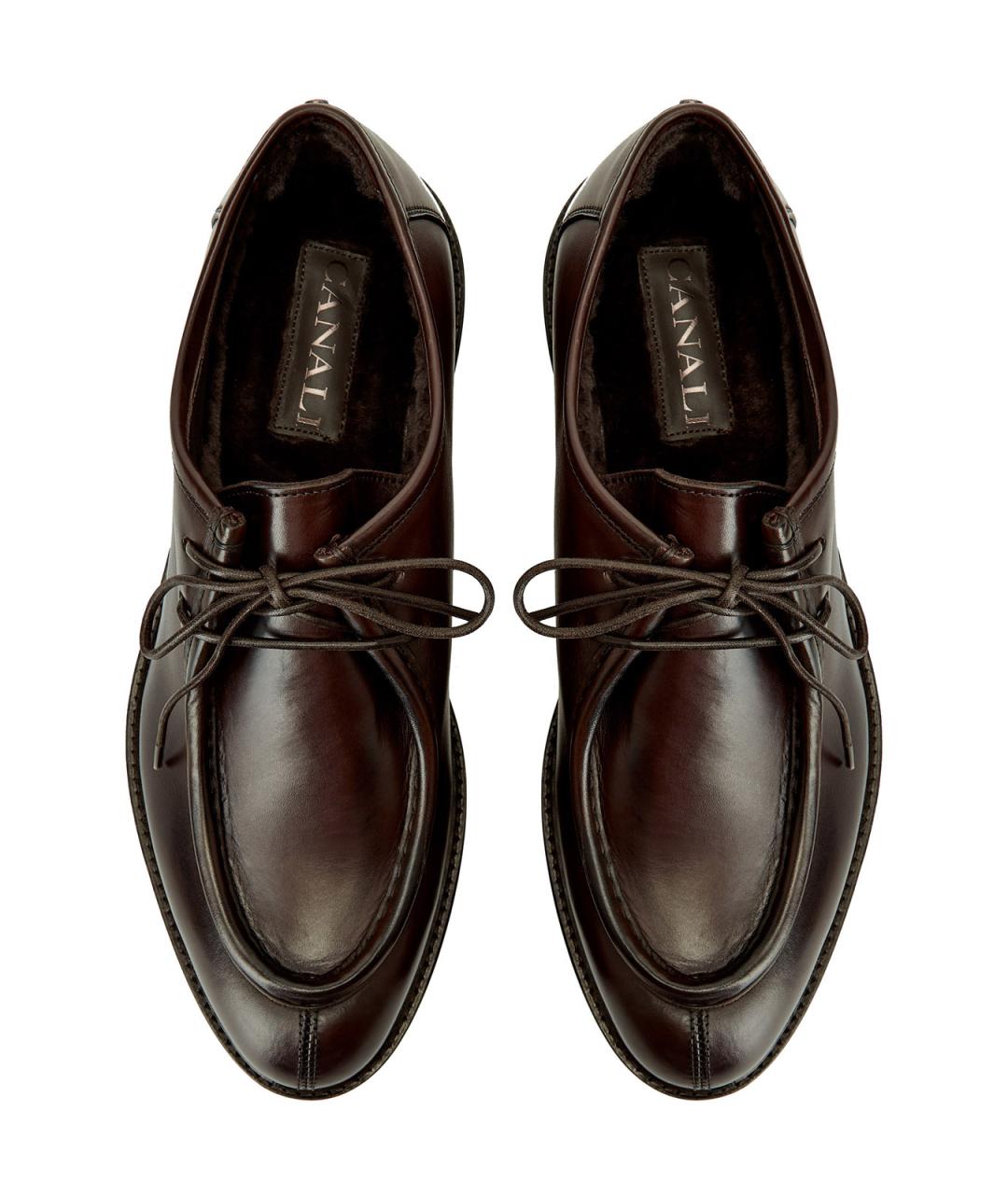 CANALI Коричневые кожаные туфли, фото 5
