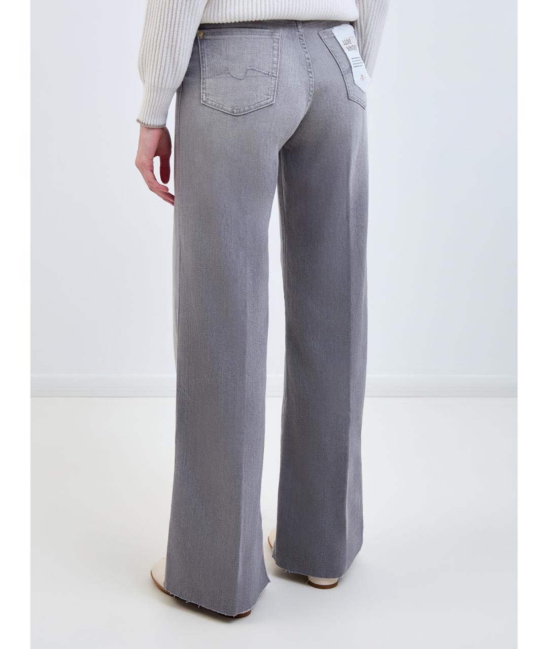 7 FOR ALL MANKIND Серые хлопковые прямые джинсы, фото 4