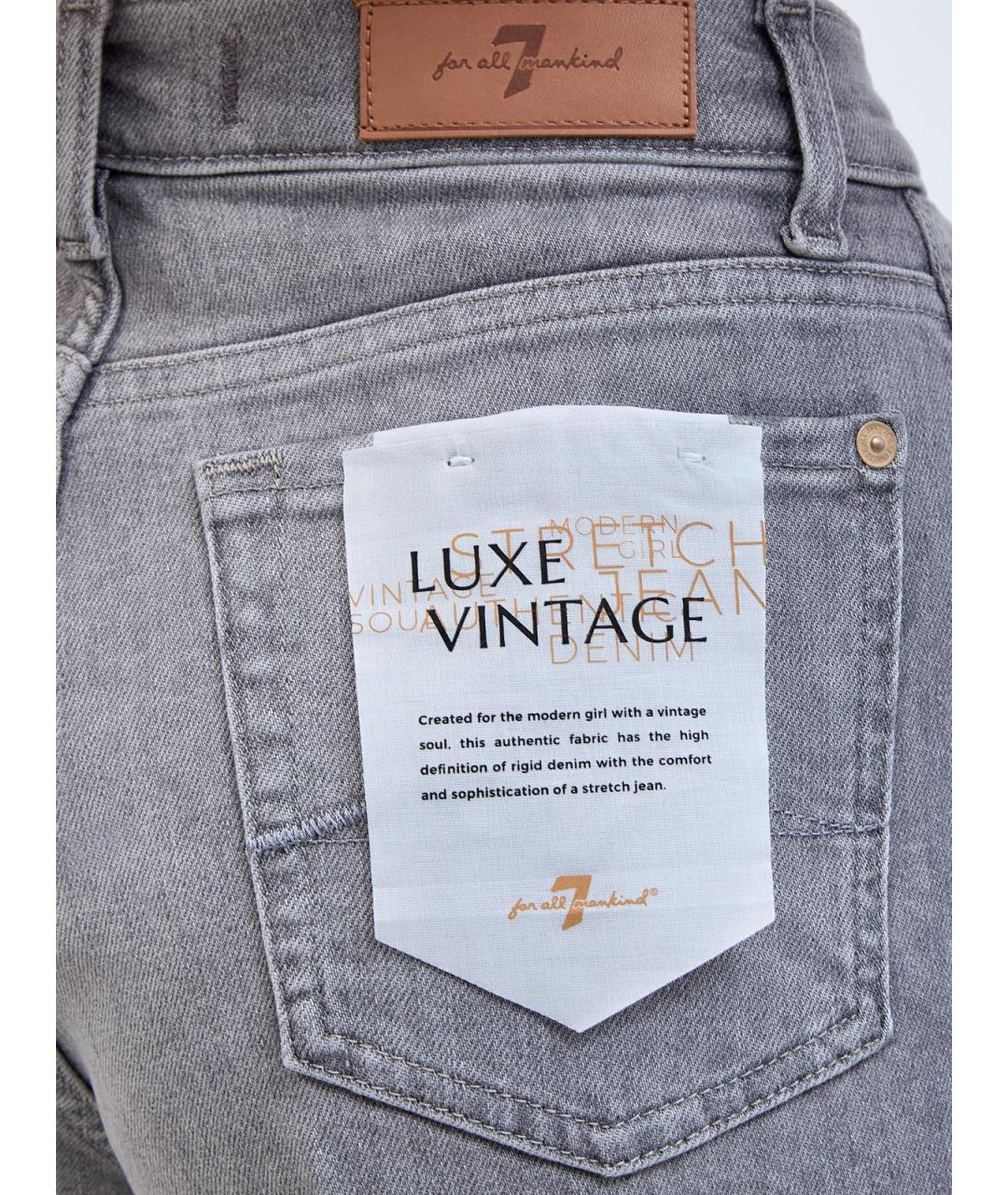 7 FOR ALL MANKIND Серые хлопковые прямые джинсы, фото 5