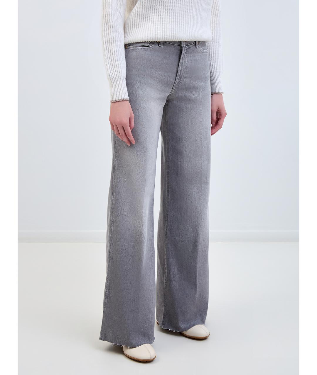7 FOR ALL MANKIND Серые хлопковые прямые джинсы, фото 3