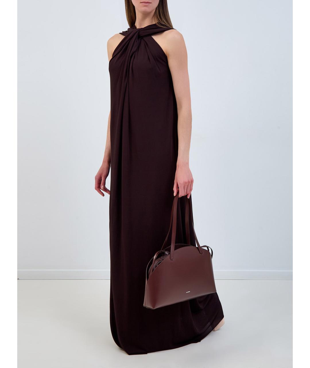 JIL SANDER Коричневое вискозное повседневное платье, фото 2