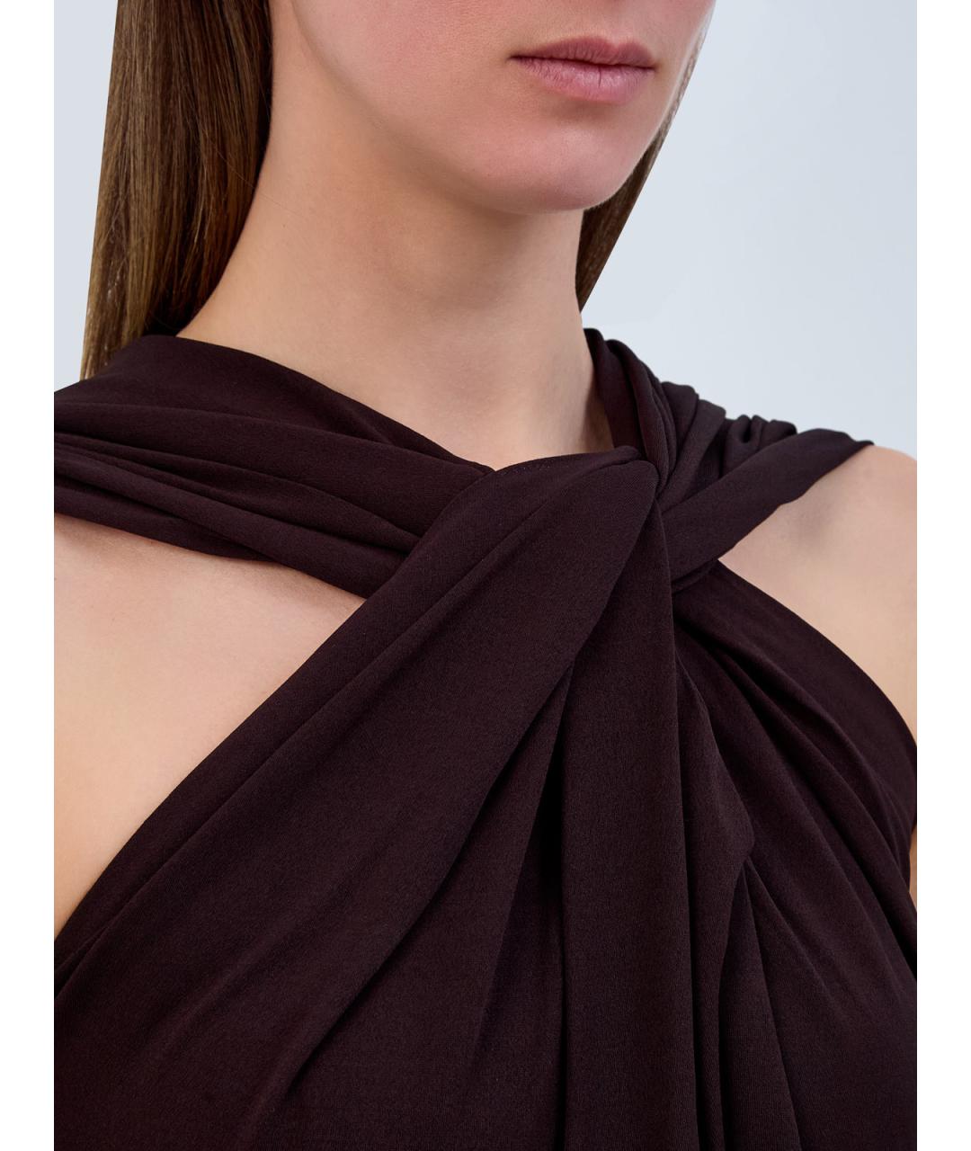 JIL SANDER Коричневое вискозное повседневное платье, фото 5