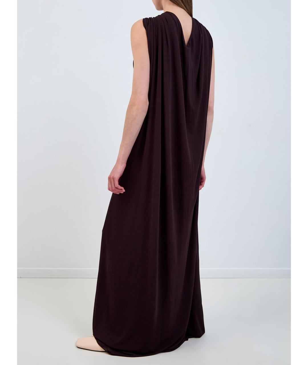 JIL SANDER Коричневое вискозное повседневное платье, фото 4