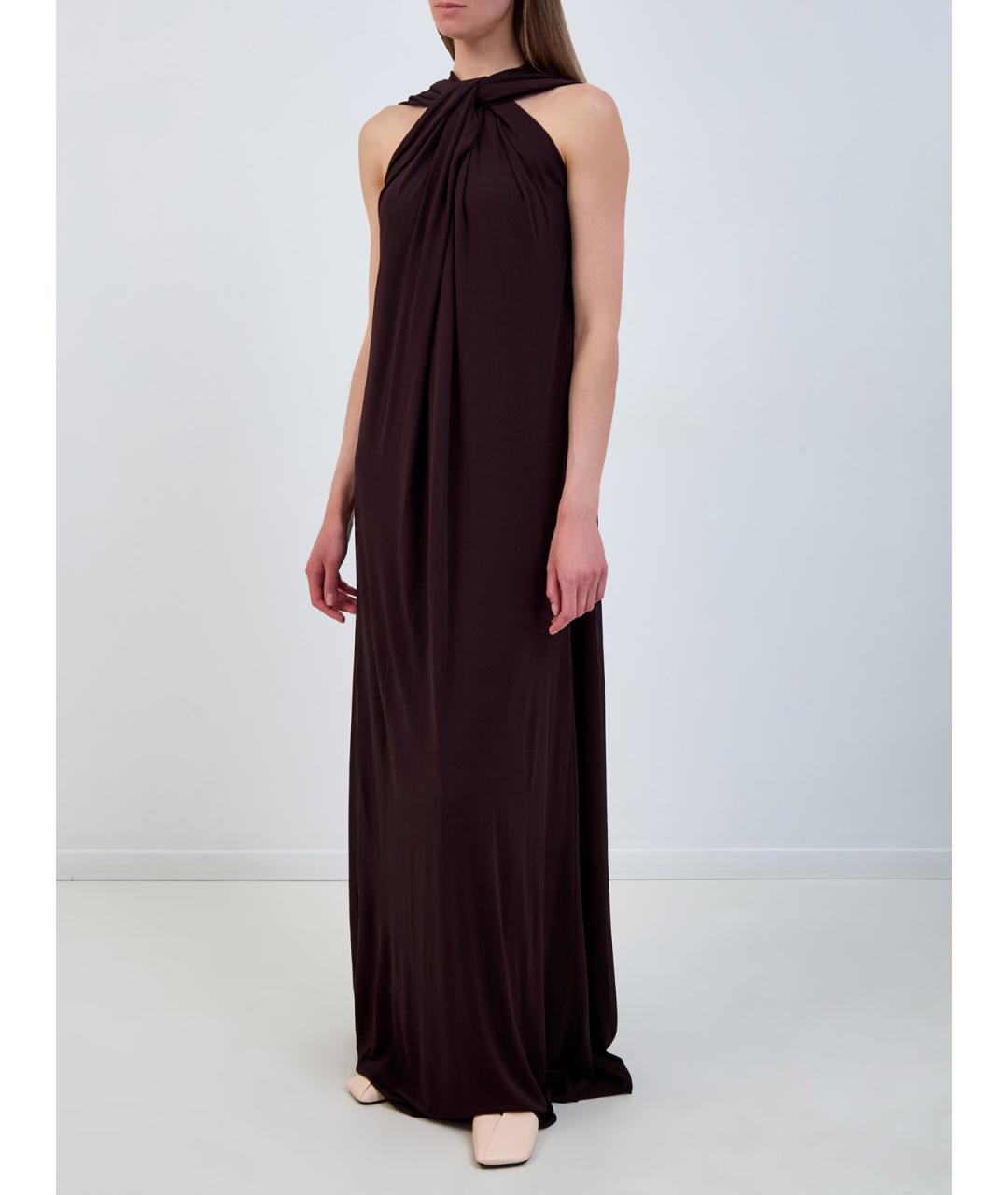 JIL SANDER Коричневое вискозное повседневное платье, фото 3