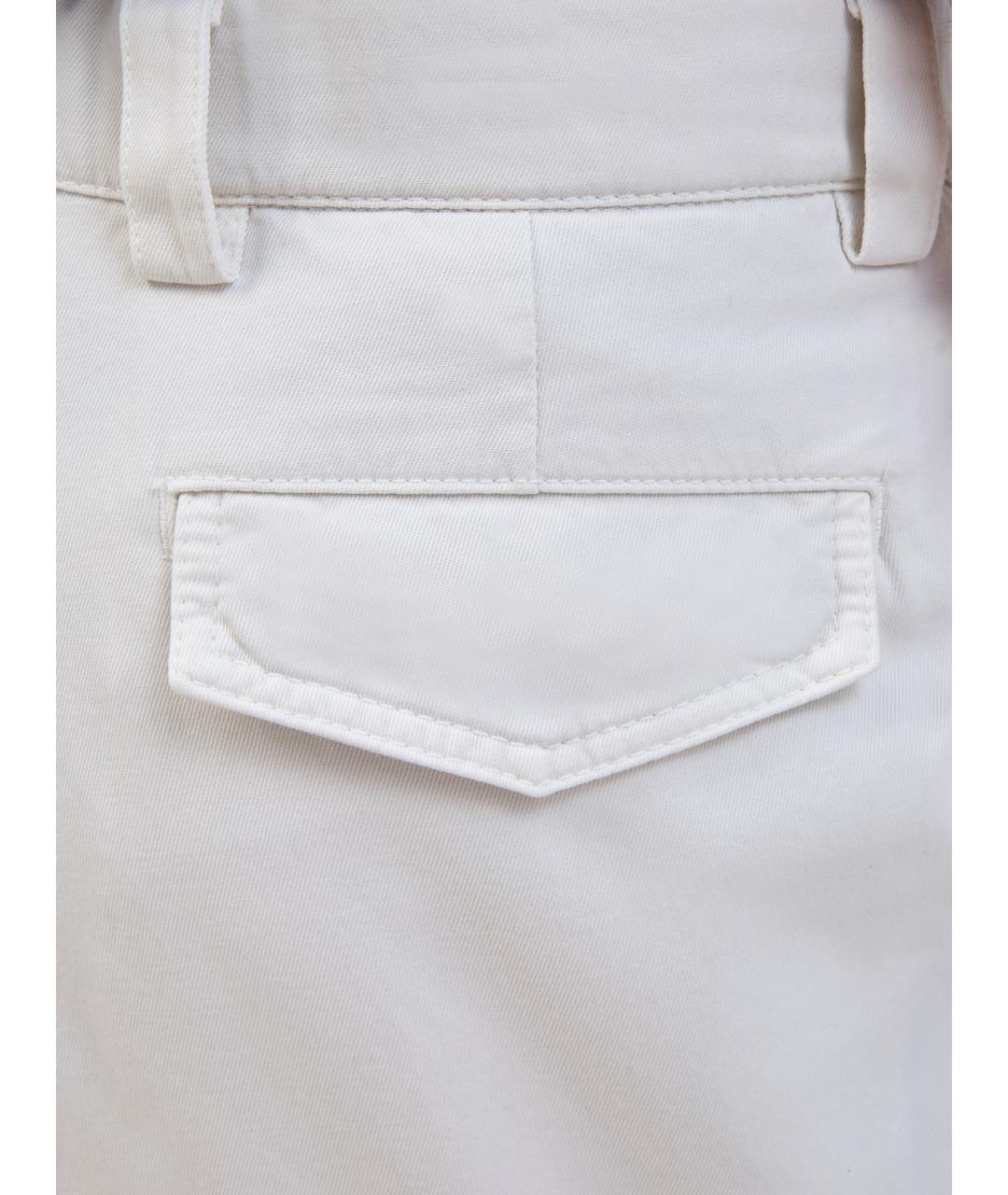 BRUNELLO CUCINELLI Белые хлопковые повседневные брюки, фото 5
