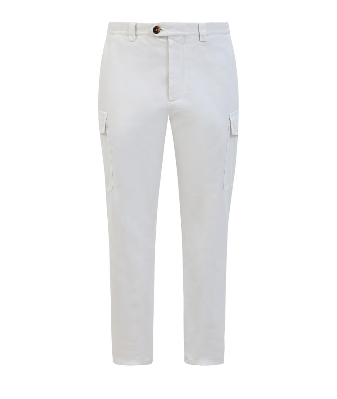 BRUNELLO CUCINELLI Белые хлопковые повседневные брюки, фото 1