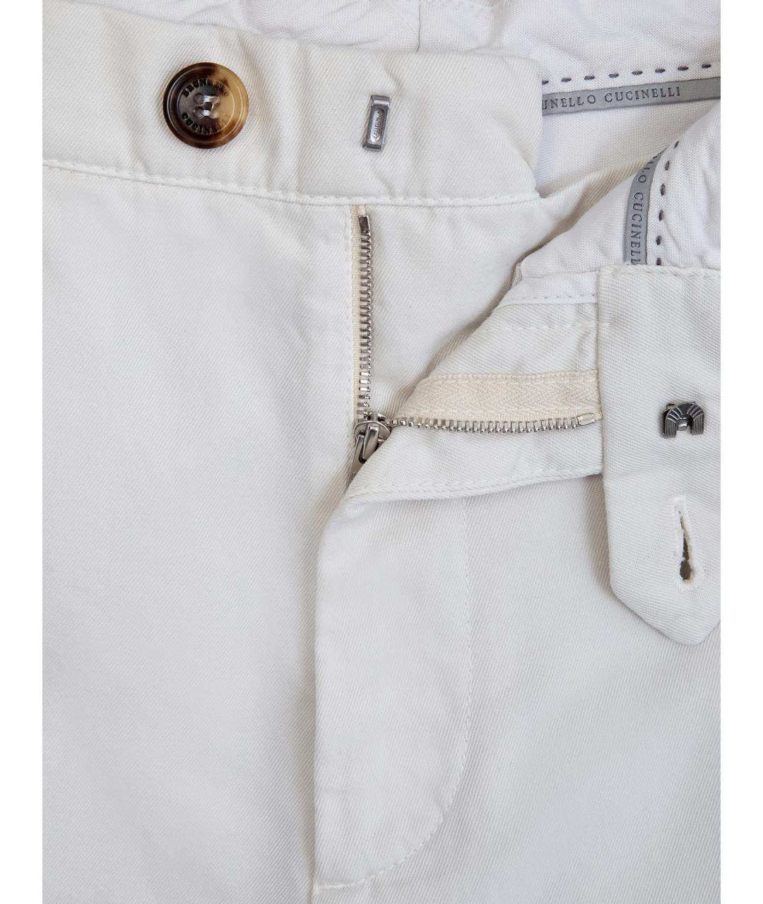 BRUNELLO CUCINELLI Белые хлопковые повседневные брюки, фото 6