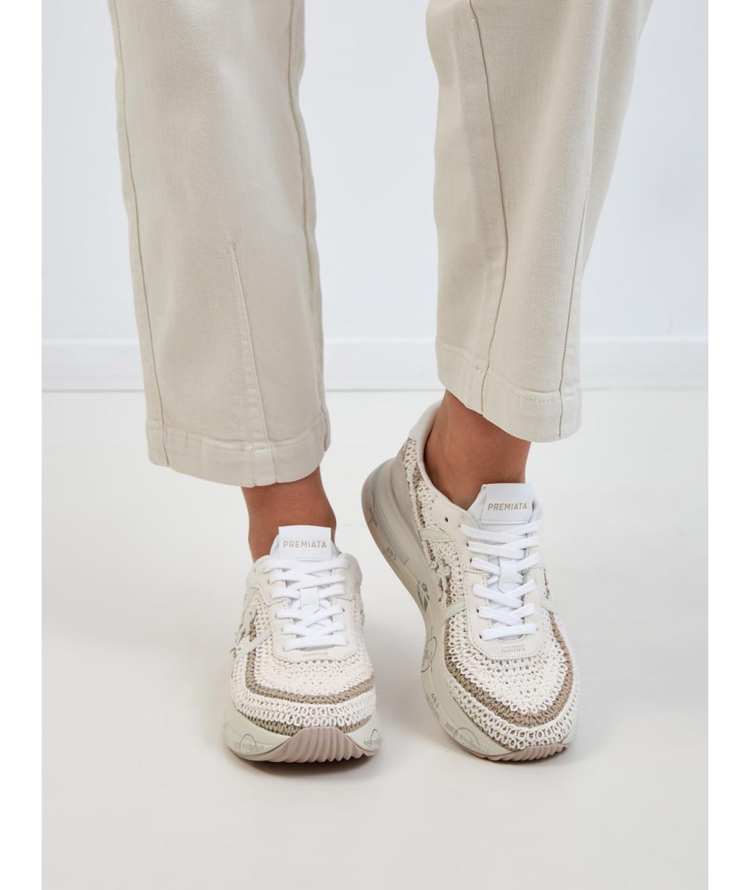 PREMIATA Бежевые текстильные кроссовки, фото 2