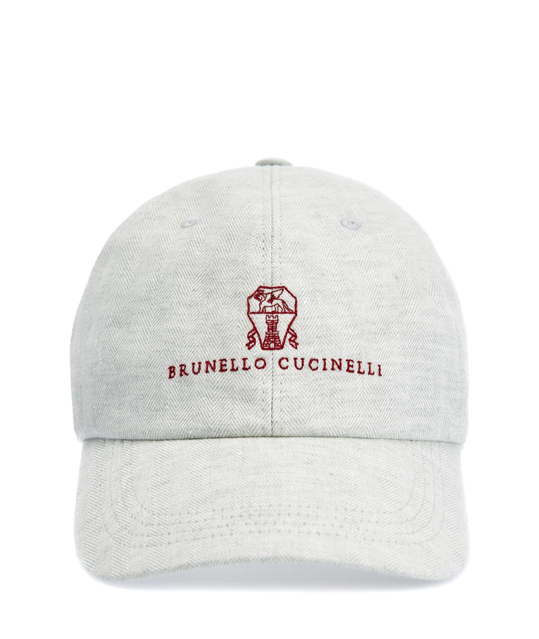 BRUNELLO CUCINELLI Белая льняная кепка/бейсболка, фото 1