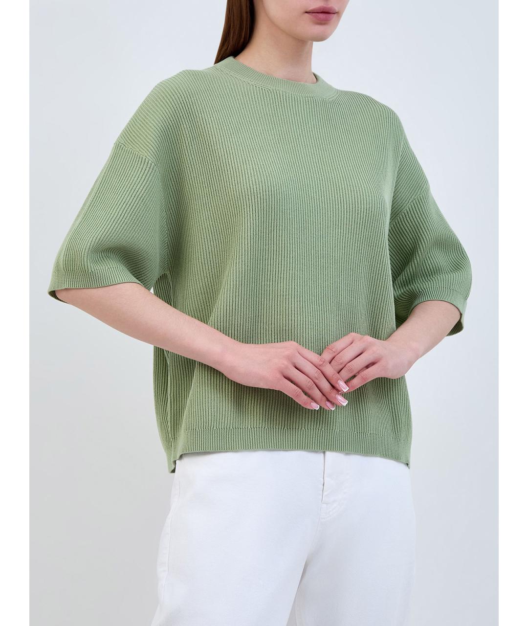 BRUNELLO CUCINELLI Зеленый хлопковый джемпер / свитер, фото 3