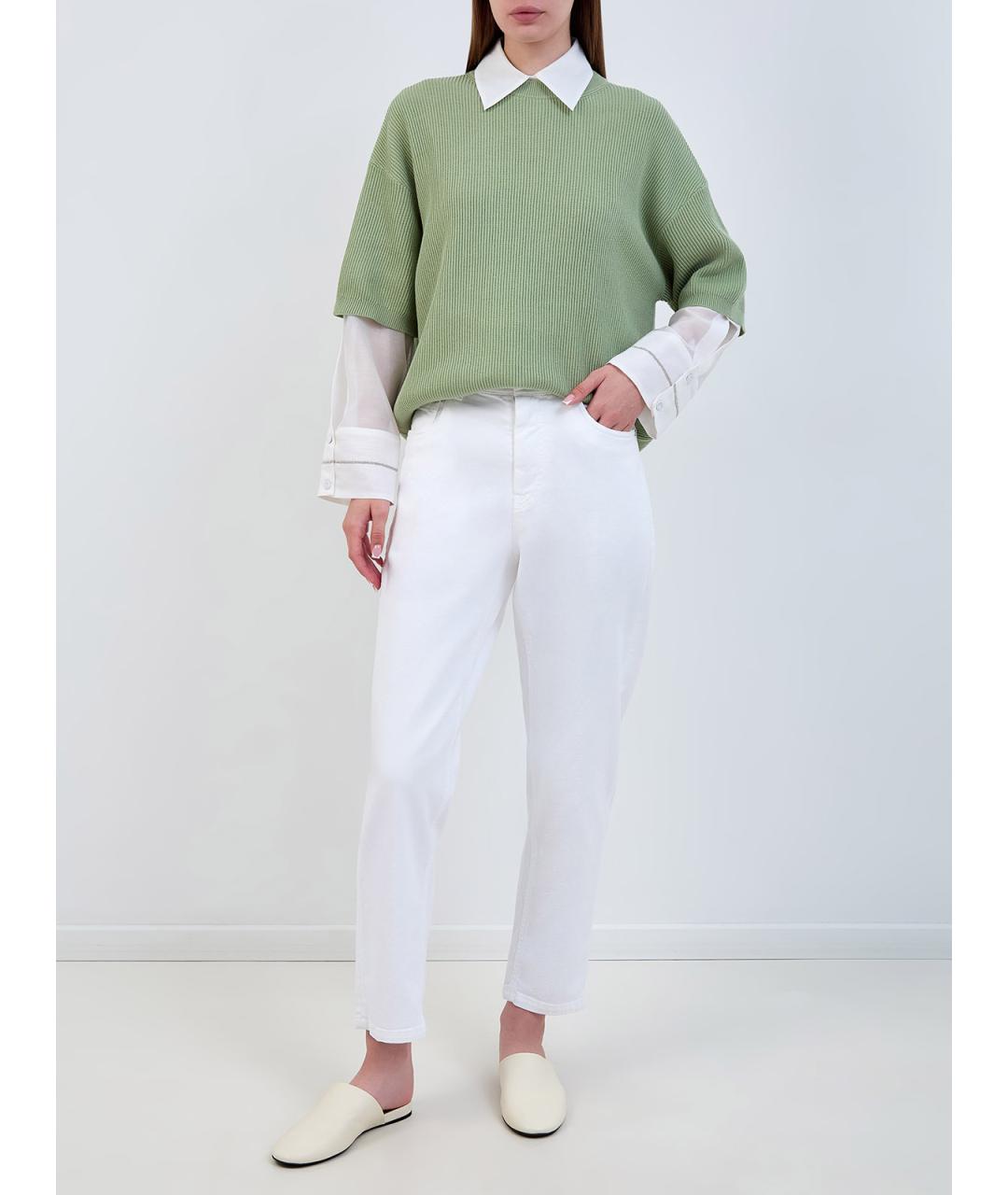 BRUNELLO CUCINELLI Зеленый хлопковый джемпер / свитер, фото 2